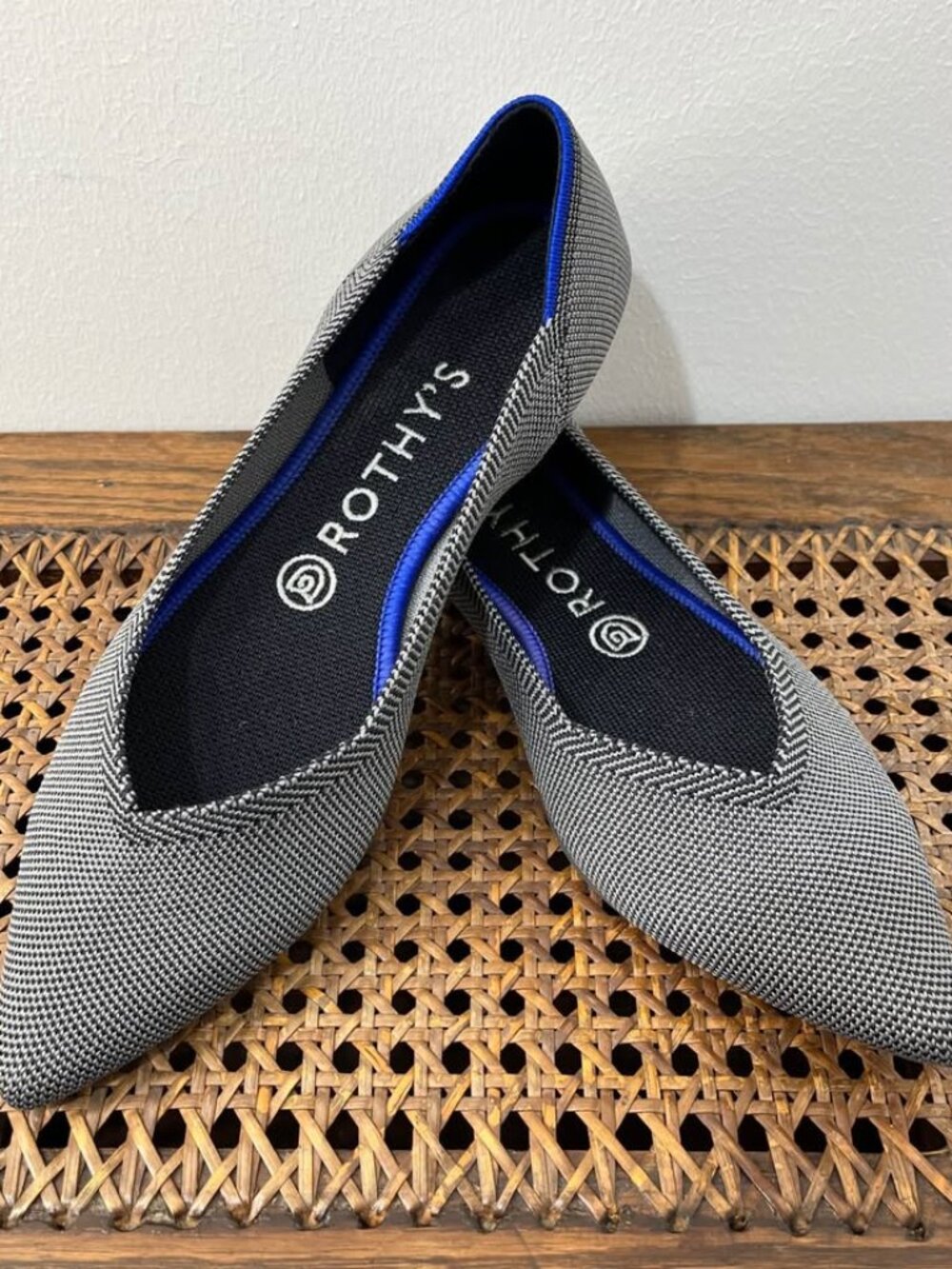 Size 8 Rothy's The Point Cloud Grey Birdseye Pointed Toe Comfortable Ballet Flat
